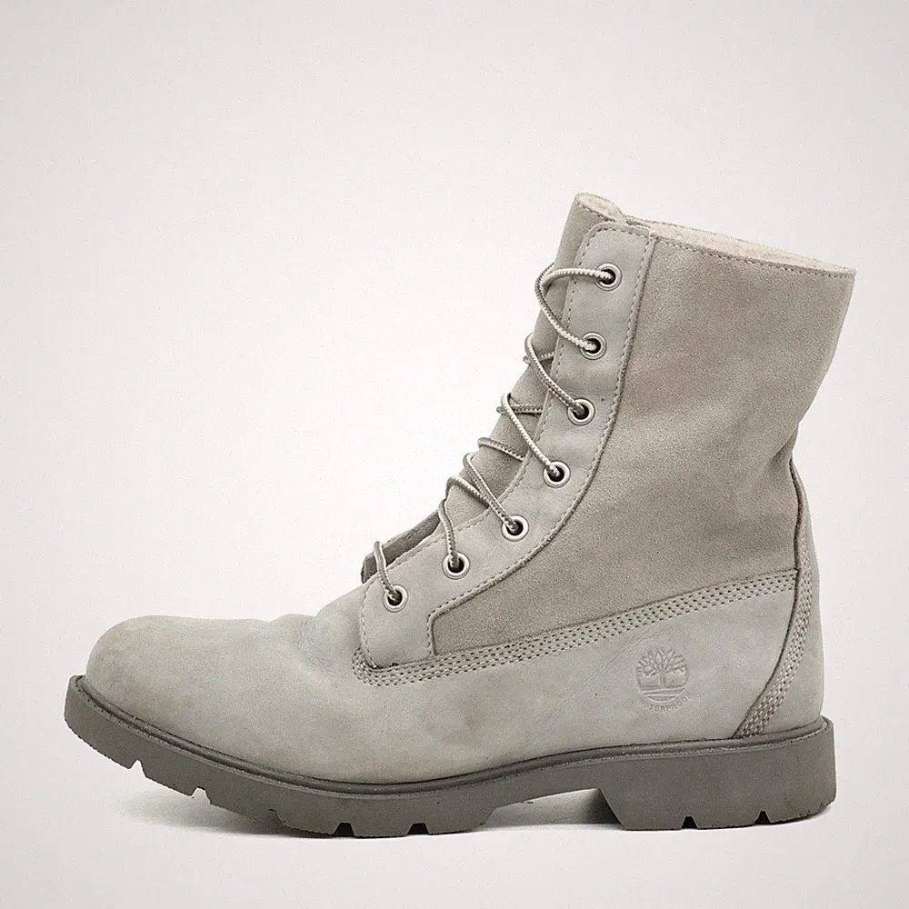 Timberland Damen A1GYB Boots Grau Nubukleder Hoch Wasserdicht Stiefel EU 41.5