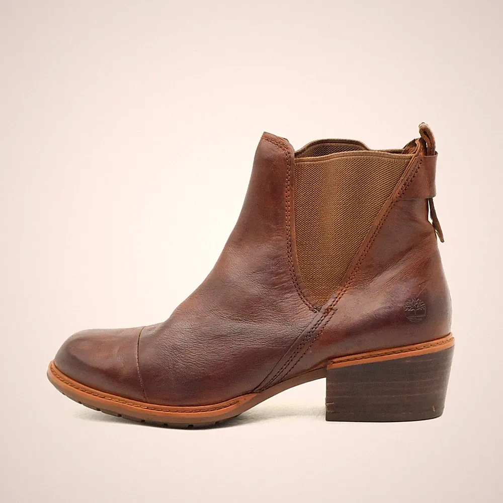 Timberland Damen A1PUW Stiefelette Braun Leder Knöchelhoch Chelsea Boot EU 41.5