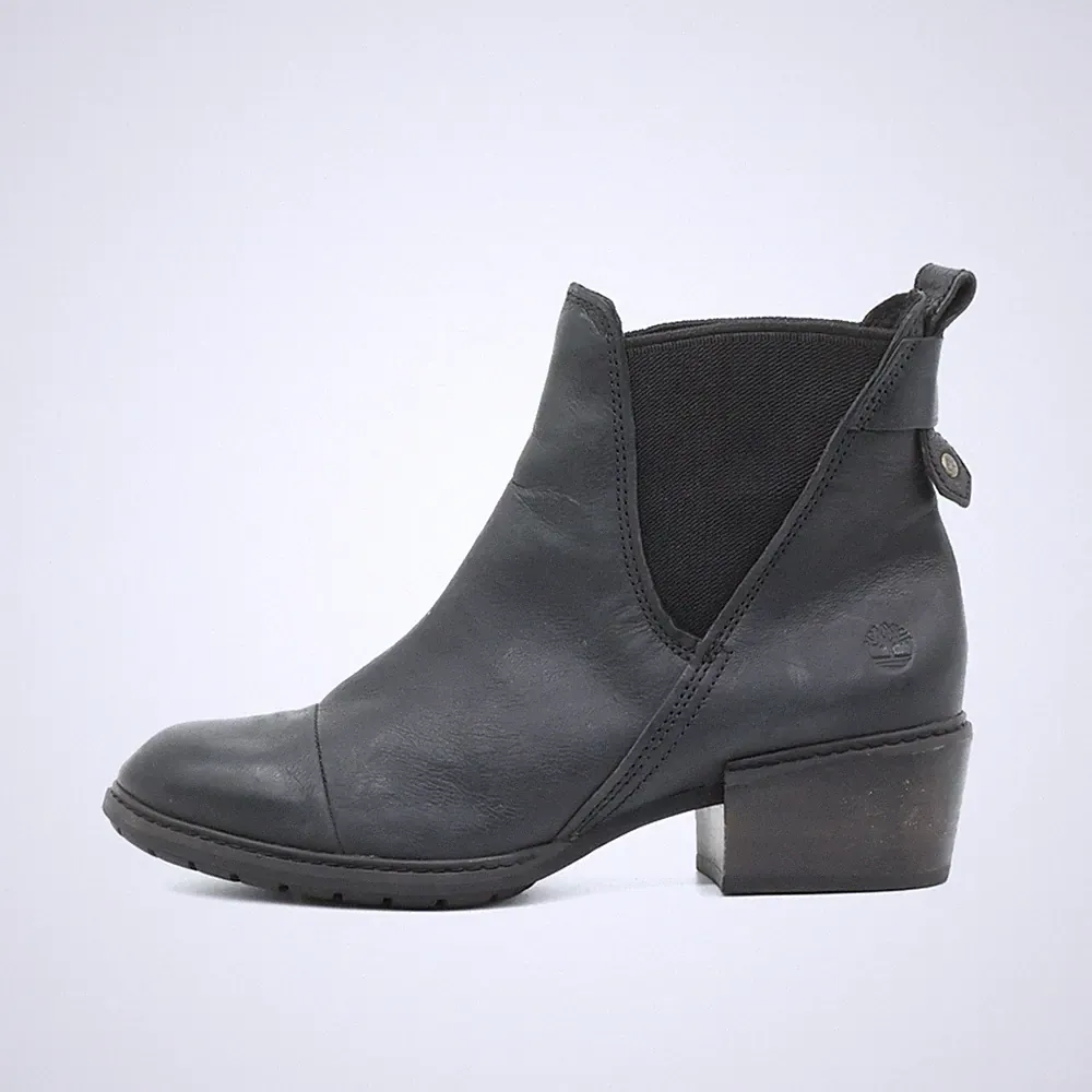 Timberland Damen Stiefel Schwarz Leder Knöchelhoch Bequem Chelsea Boots EU 39.5