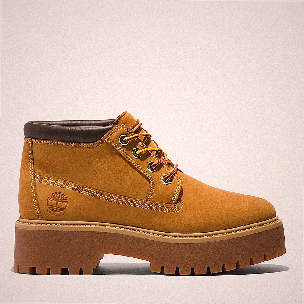 Timberland Damen Stone Street Plateau Leder Wasserdicht Stiefel Gelb