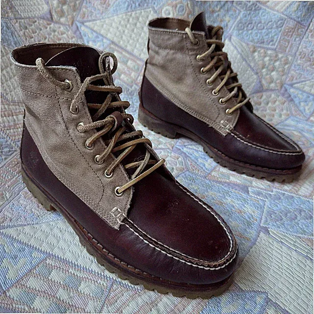 Timberland Größe 9,5 Authentics Stiefel Chukka Leder Canvas Braun Bootsschuhe