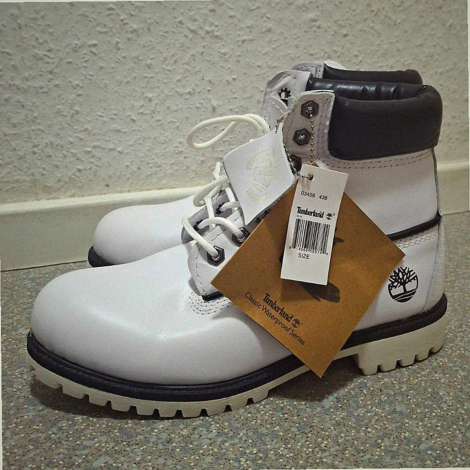 Timberland Herren Leder Stiefeletten EU 44 weiß/schwarz wasserdicht Schnürung