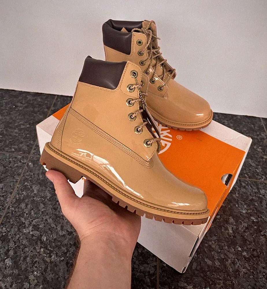 Timberland Premium 6inch Boots Schnürstiefel Damen Stiefeletten Lackleder 37,5