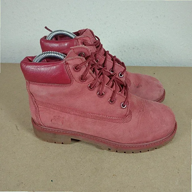 Timberland Rot Damen Stiefel Freizeit Smart Formal Walking Wandern Gr. UK 2 Gebraucht