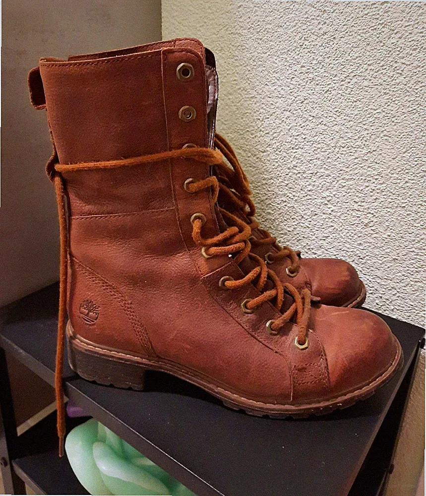 Timberland Schnürstiefel Leder Braun Gr.40 Wadenhöhe Profilsohle Gummi