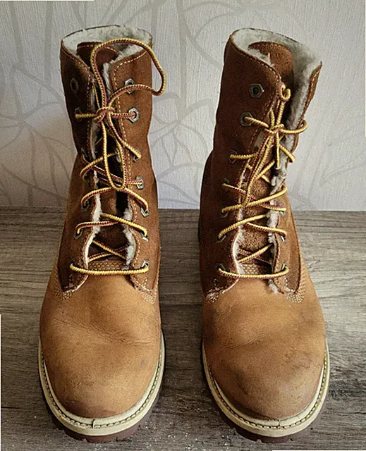 Timberland Schuhe Boots Stiefel Damen gefüttert Winter Leder Braun Gr. 39,5