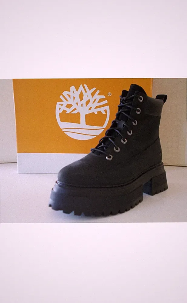 Timberland Sky 6IN Lace Up Damen Stiefel Nubukleder Schwarz, Maxisohle Gr39,5 170€