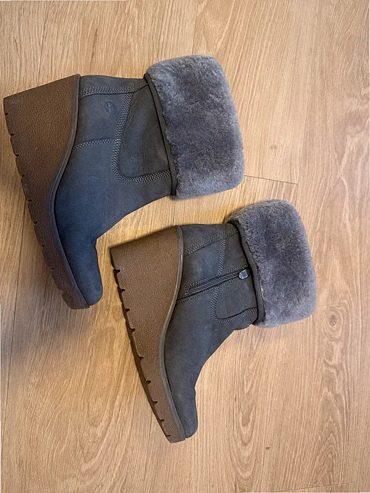 Timberland Stiefel Damen, Grau Mit Künstlicher Fell Größe 39,5, Sehr Bequem.