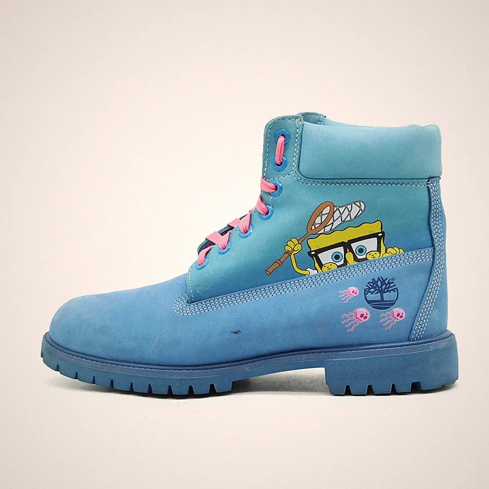 Timberland x Spongebob Herren Stiefel Blau Nubukleder Knöchelhoch Boots EU 45,5