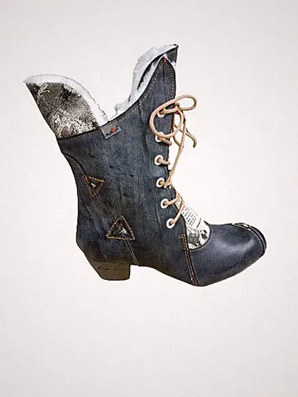 TMA 7011F Damen Boots Echtleder Winter Stiefel gefüttert schwarz Gr. 37 Neu