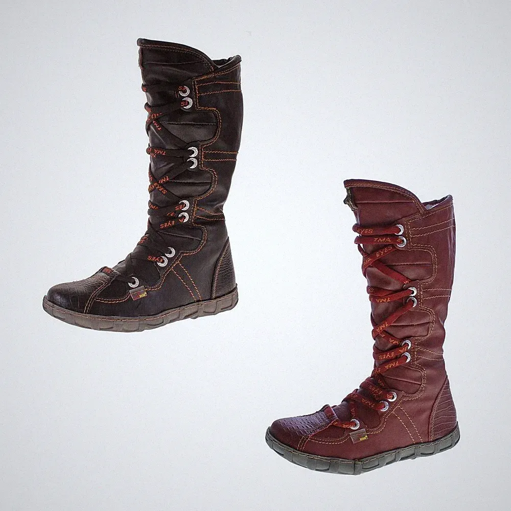 TMA Leder Winter Stiefel Damen Schuhe gefüttert echt Leder TMA 2018 Reptil Print