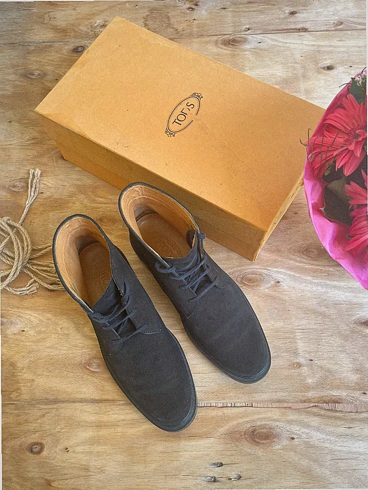 Tod’s Boots schwarz | Gr. 40 | Veloursleder | Schnürboots