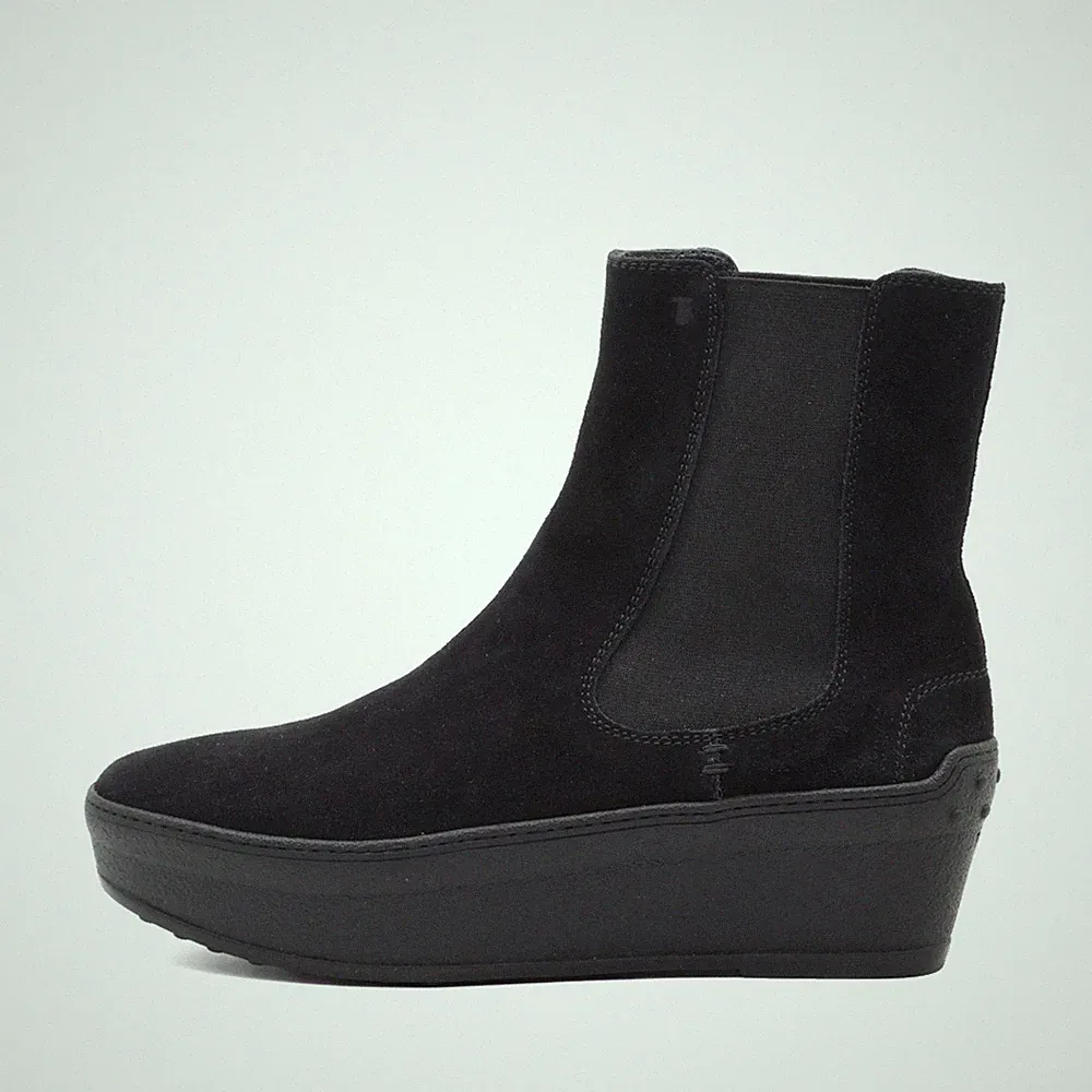 TOD'S Damen Plateau Chelsea Boot Stiefeletten Schwarz Italy Boots EU 40