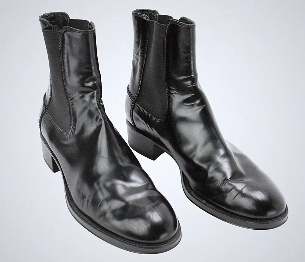 Tod's Schuhe Damen Eu 36.5 Schwarzes Leder Mandel Zehen Gummi Stiefel