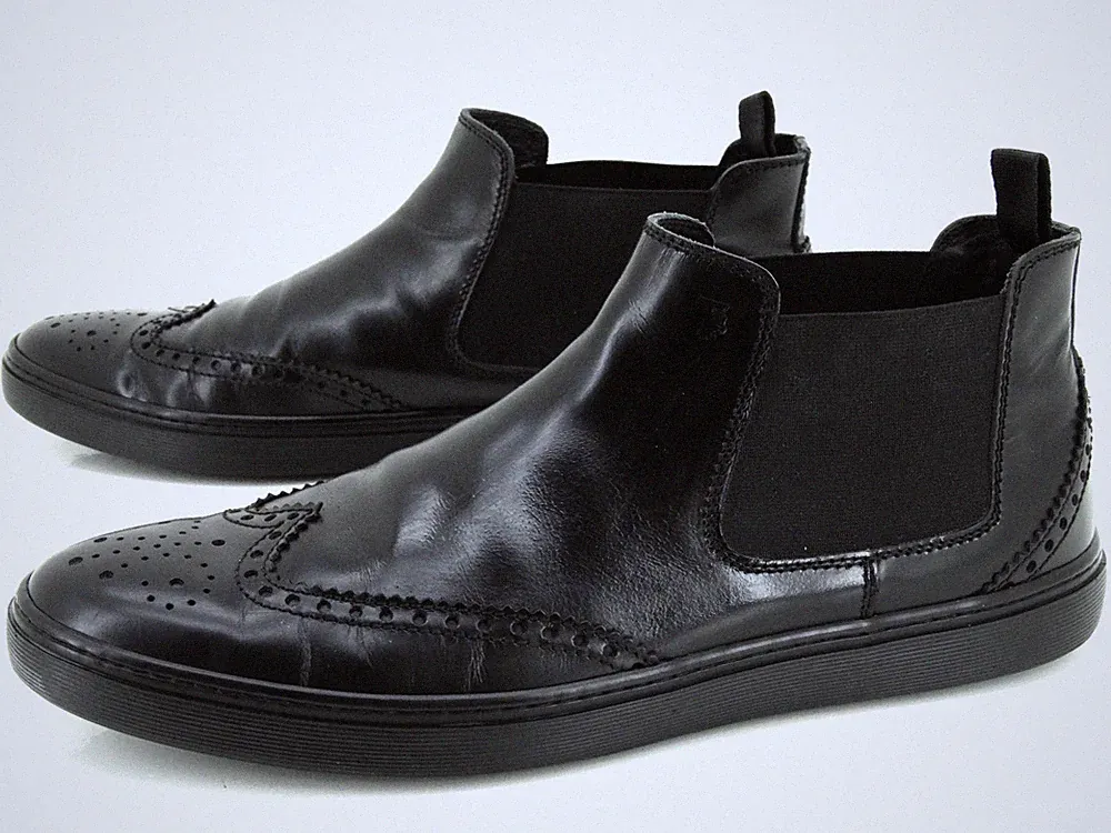 TODS Tod´s Chelsea Schuhe Stiefel Winterstiefel Boots Leder Gr: 43 Schwarz TOP