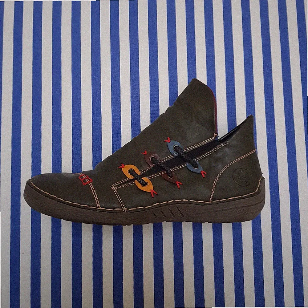 Tolle Stiefeletten von Rieker, 40, dunkelgrün / bunt