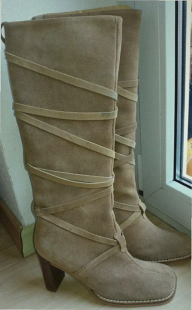 tolle vintage Wildlederstiefel Capito Farbe khaki, Gr. 38, neu