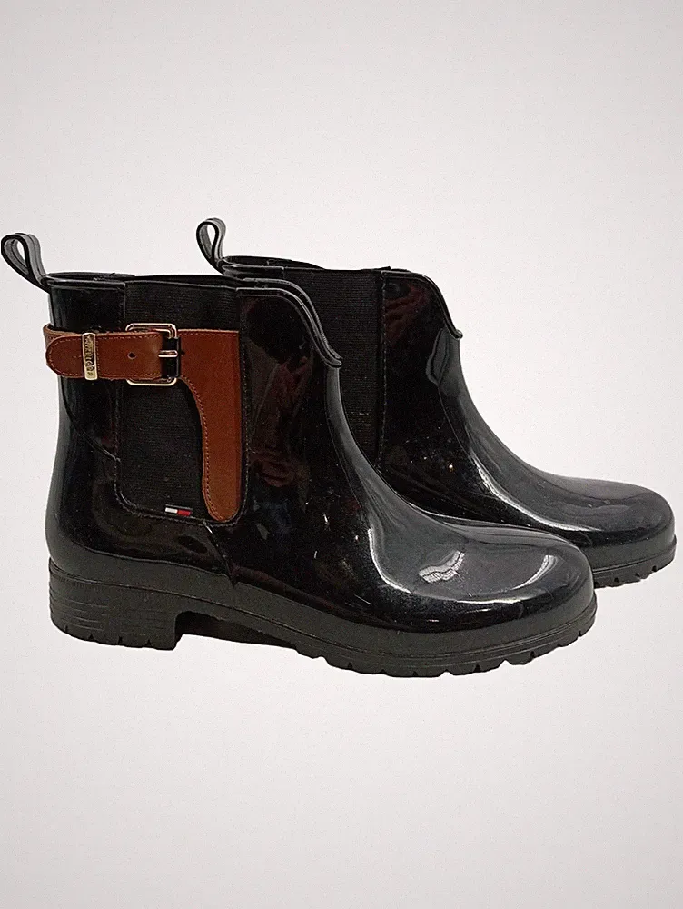 Tommy Hilfiger Chelsea Gummistiefel Regenstiefel Damen Schwarz Gr. 40