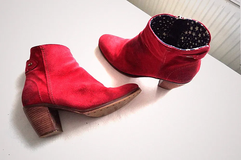 Tommy Hilfiger coole Stiefelette Gr. 40 Wildleder pink Absatz 7cm Cowboy Style