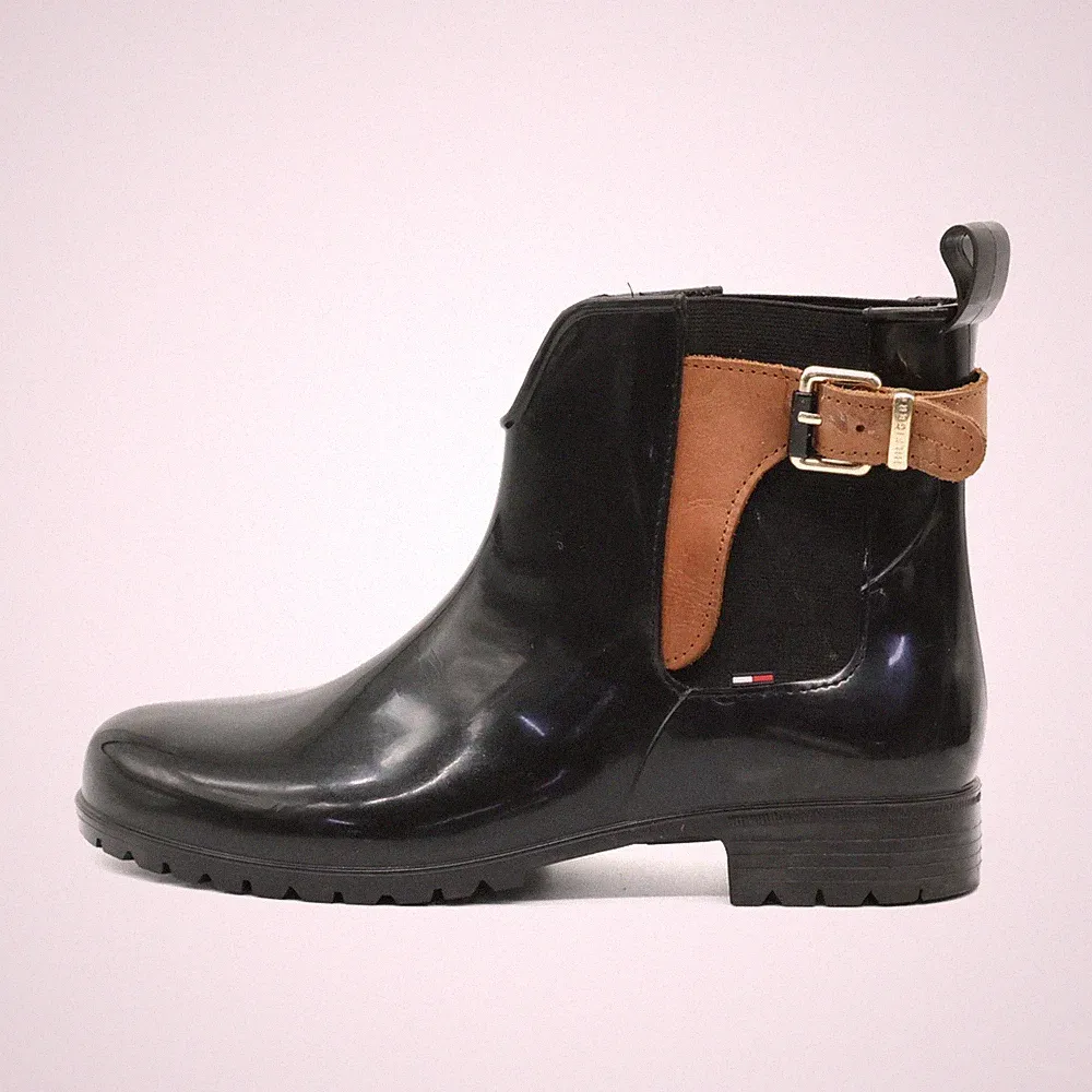 Tommy Hilfiger Damen FW56822108 Stiefeletten Schwarz Braun Chelsea Boots EU 41