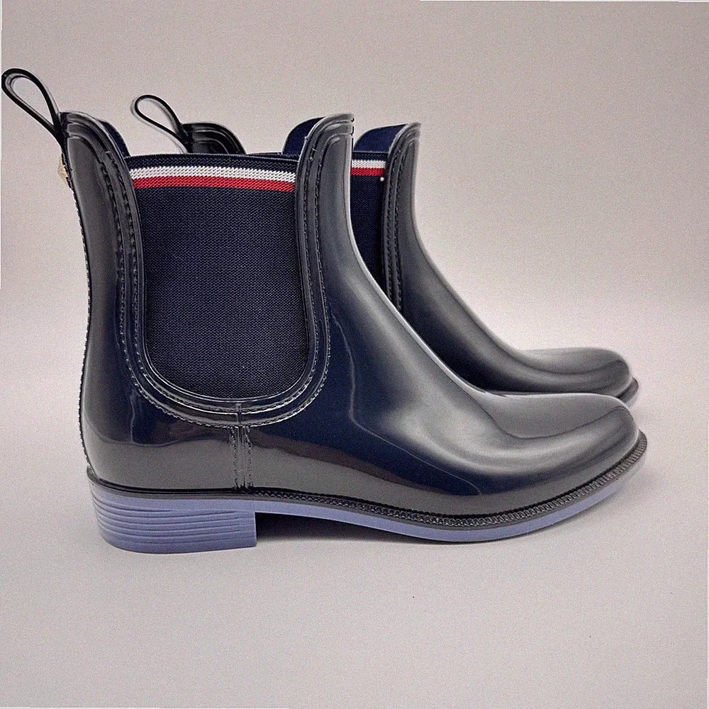 Tommy Hilfiger Damen Gummistiefel Chelsea Boots Stiefeletten Blau Gr 38 Top