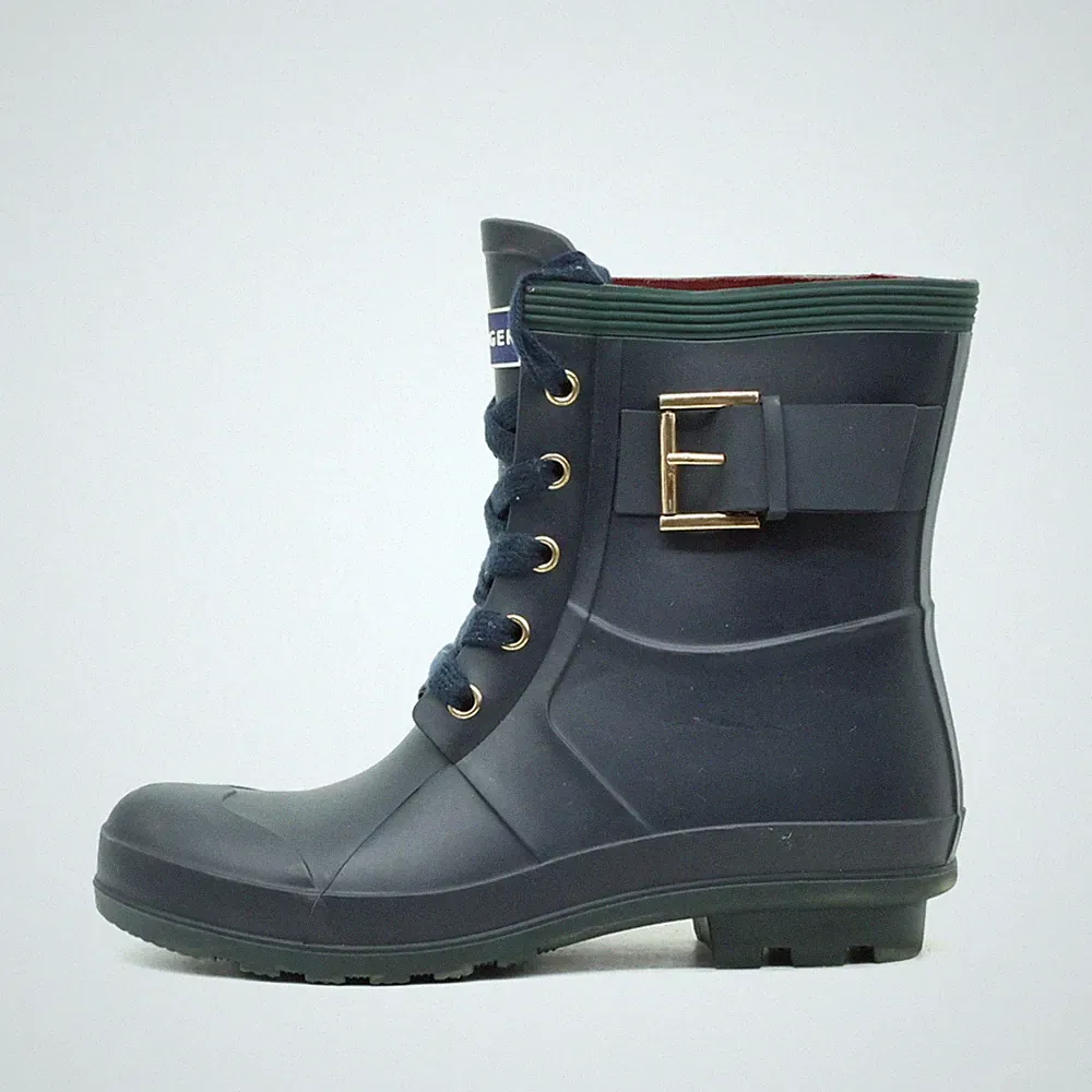 Tommy Hilfiger Damen Regenstiefel Schnalle Stiefel Blau Schnürung, Boots EU 36,5