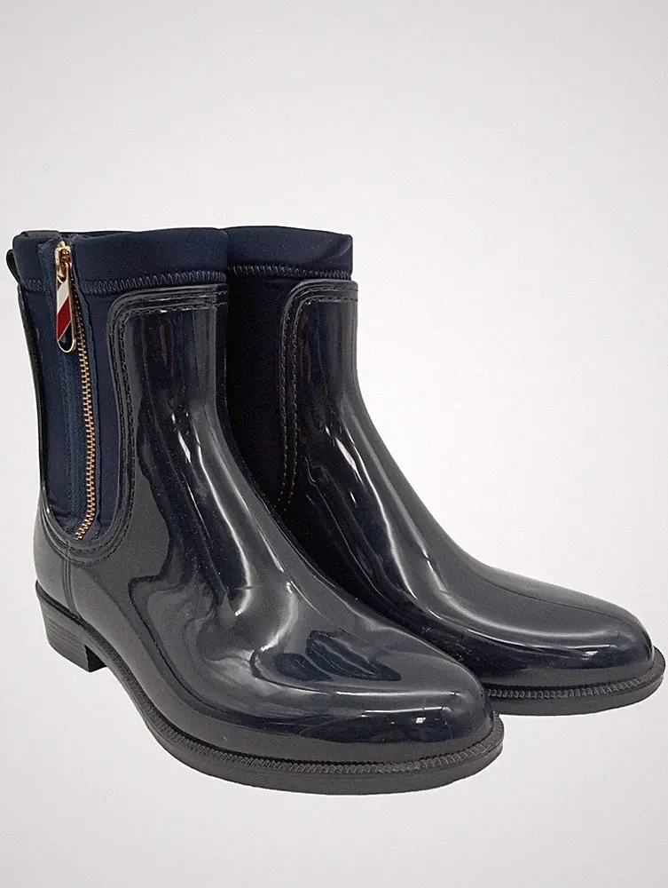 TOMMY HILFIGER Gummistiefel Damen Stiefel Gr. DE 39 schwarz-blau Casual-Look