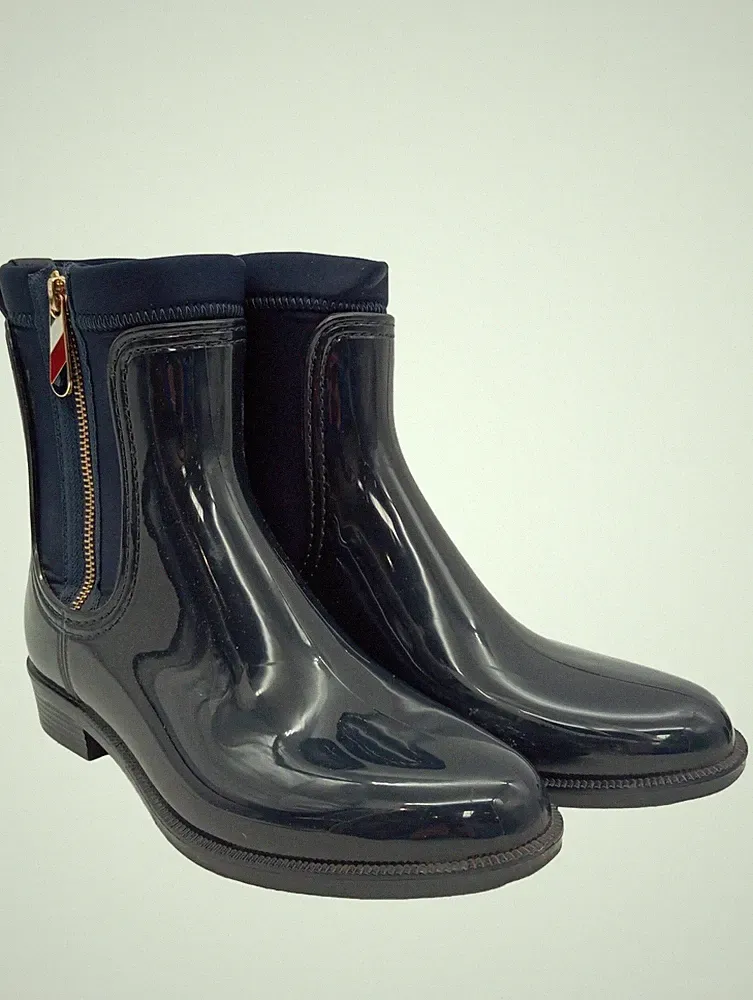TOMMY HILFIGER Gummistiefel Damen Stiefel Gr. DE 39 schwarz-blau Casual-Look