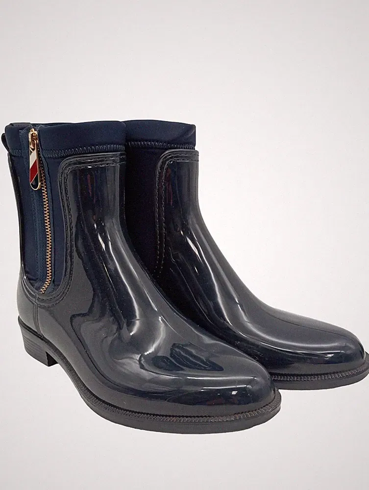 TOMMY HILFIGER Gummistiefel Damen Stiefel Gr. DE 39 schwarz-blau Casual-Look