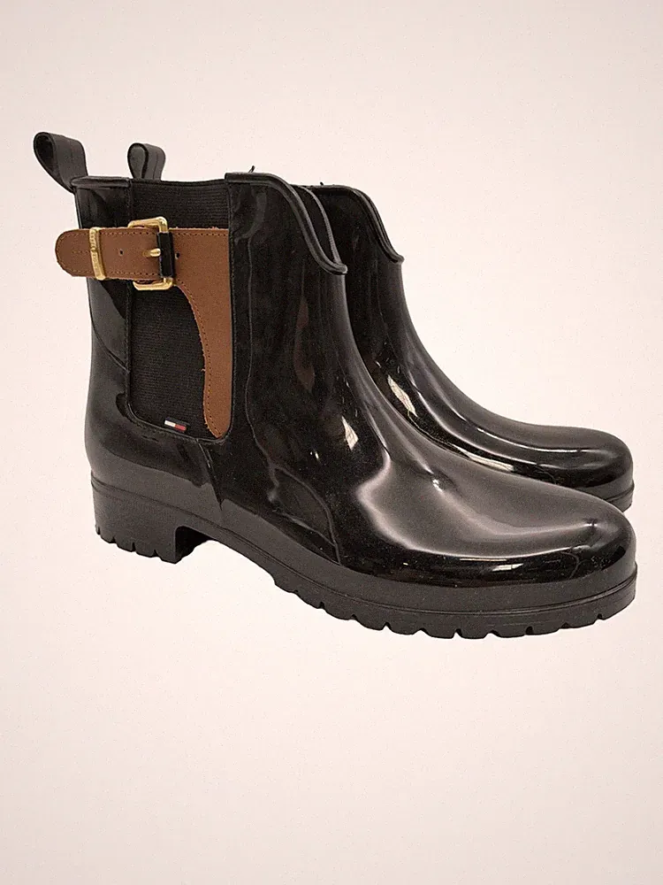 TOMMY HILFIGER Gummistiefel Damen Stiefel Gr. DE 40 schwarz Casual-Look