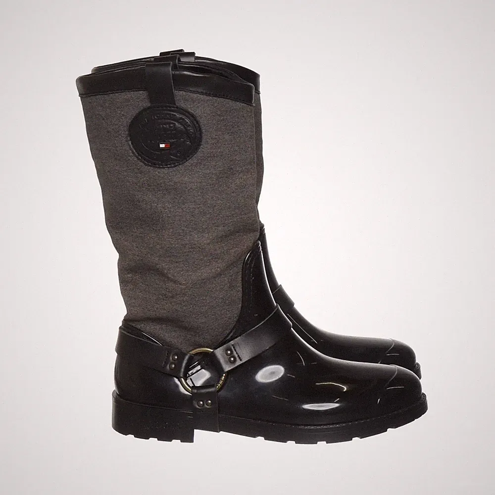 Tommy Hilfiger, Gummistiefel, Größe: 38, Schwarz/Grau, Damen #ngR
