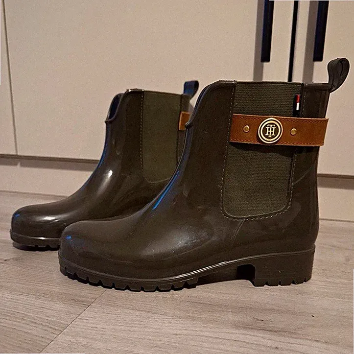 Tommy Hilfiger Oxley Damen Chelsea-Gummistiefeletten Grün EU 36 rutschfest