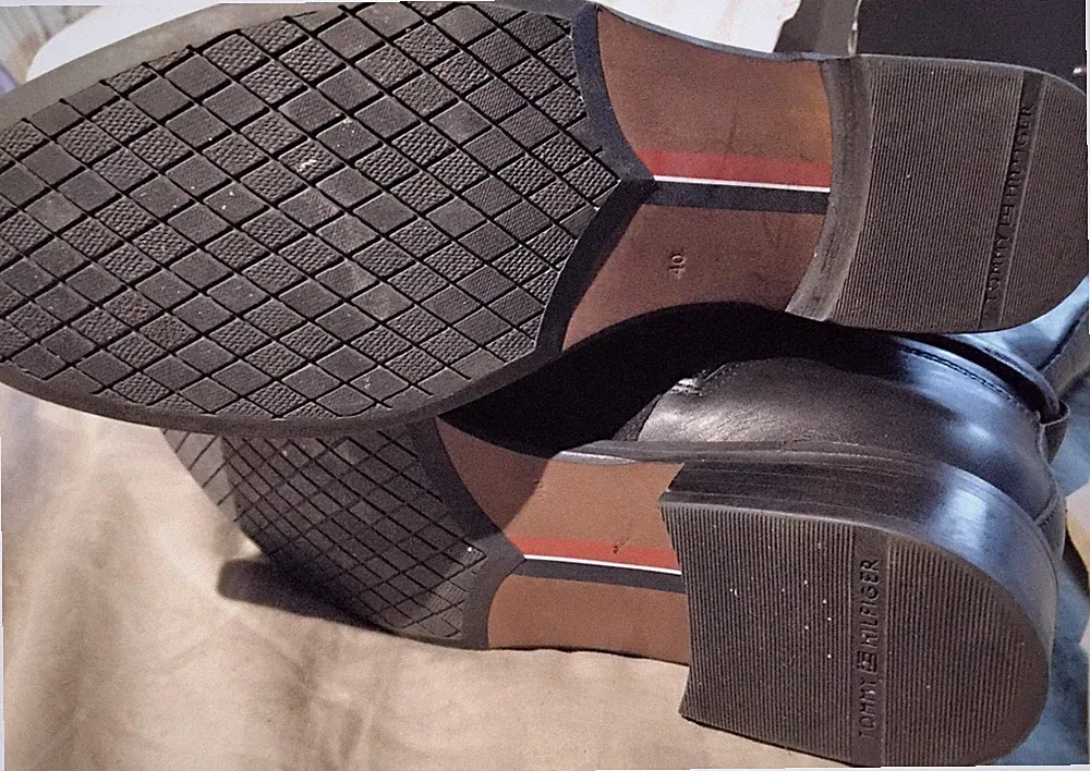 Tommy Hilfiger Reiter Damen Stiefel 40 Wild u Leder Schwarz Gold Rahmengenäht