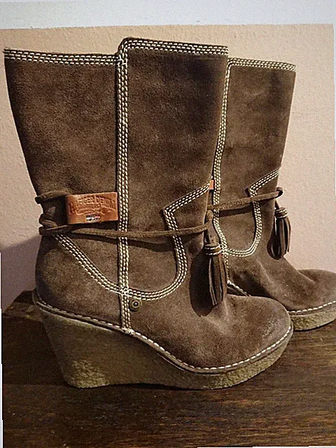 🍂 Tommy Hilfiger Schlupf-Stiefeletten Gr. 40 Leder Wedges 🍂