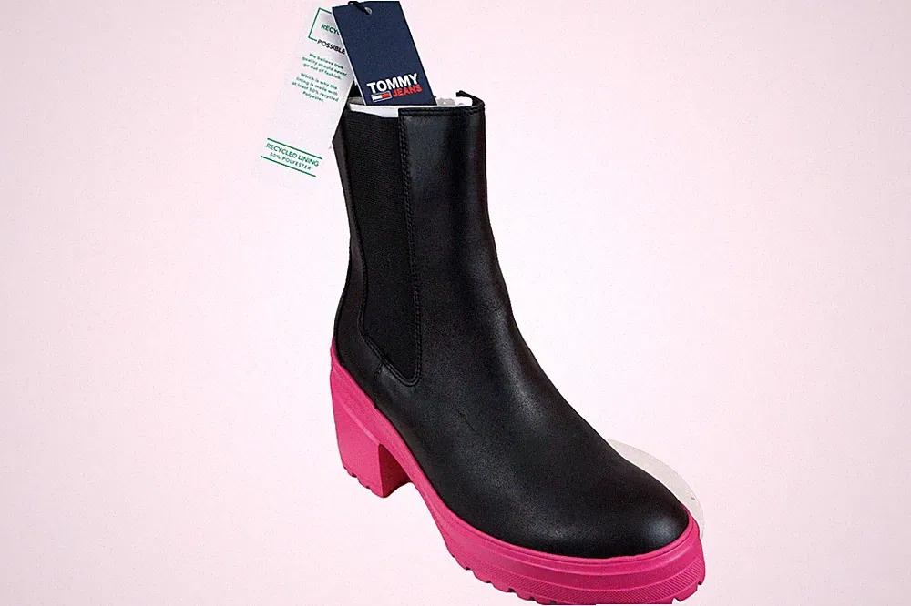 Tommy Jeans COLOR OUTSOLE BOOT Boots Stiefeletten Plateau High Schwarz Leder 42