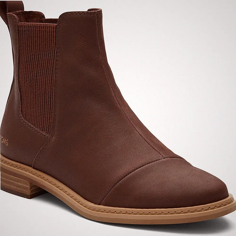TOMS Charlie Leder Damen Kastanienfarbene Absatz Chelsea Stiefel