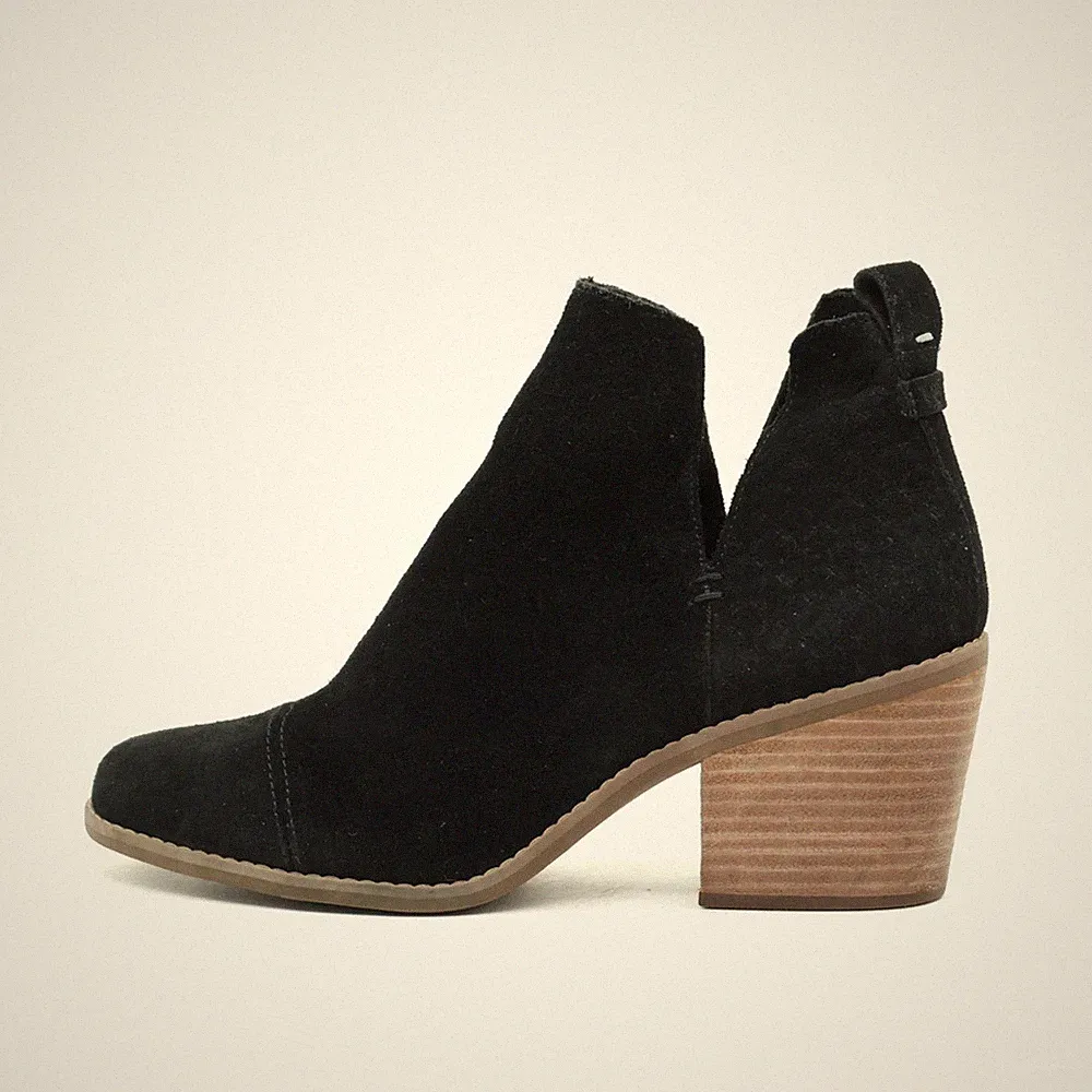 TOMS Damen 10020354 Bootie Schwarz Wildleder Stiefeletten Stiefelette EU 38.5