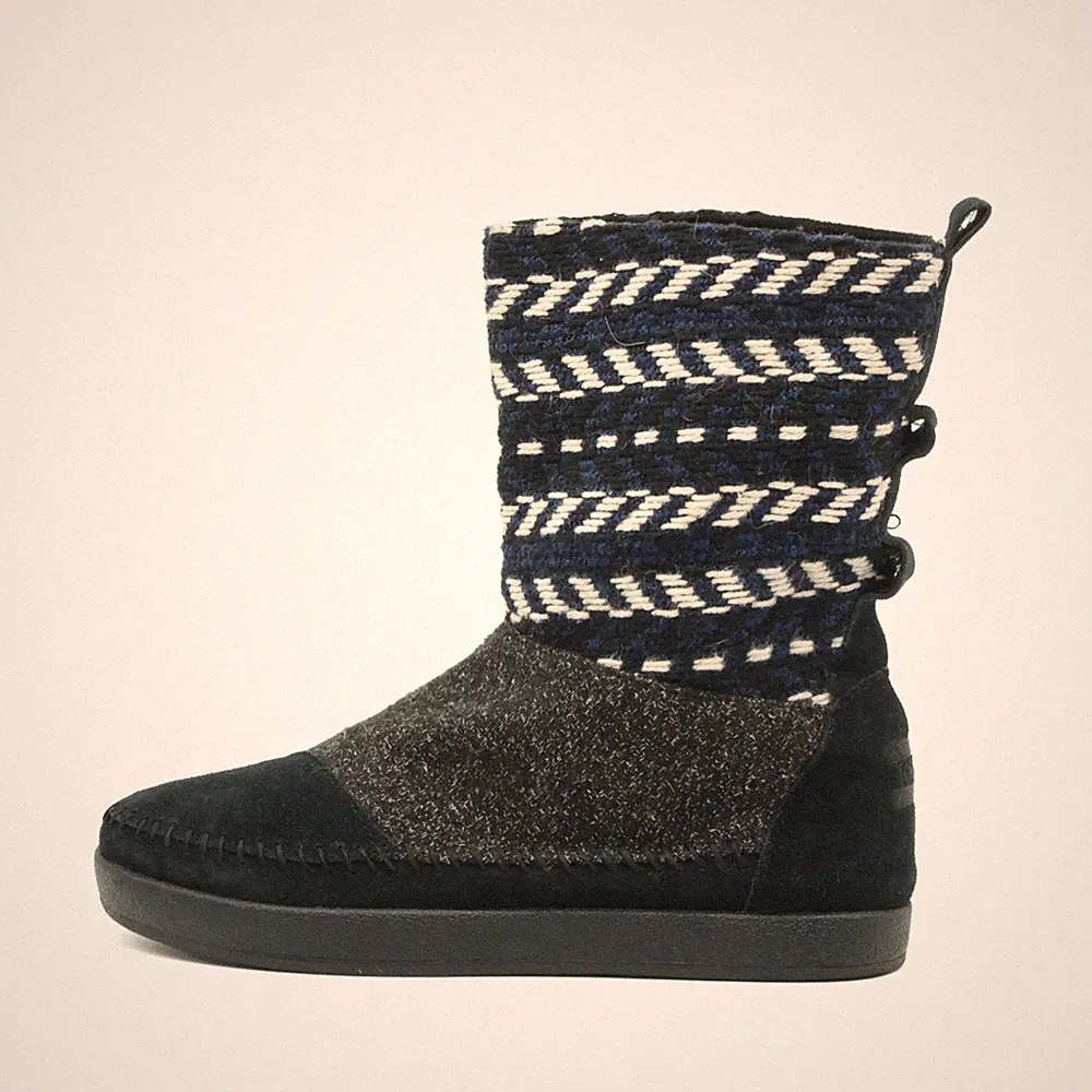 TOMS Damen Boot Stiefeletten Schwarz Blau Grau Textil Boots Stiefel EU 38
