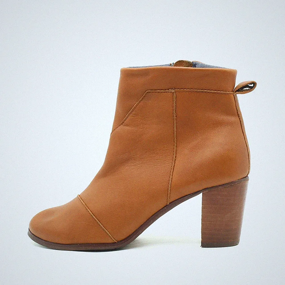 Toms Damen Booties Stiefelette Braun Leder Knöchelhoch Stiefeletten EU 38