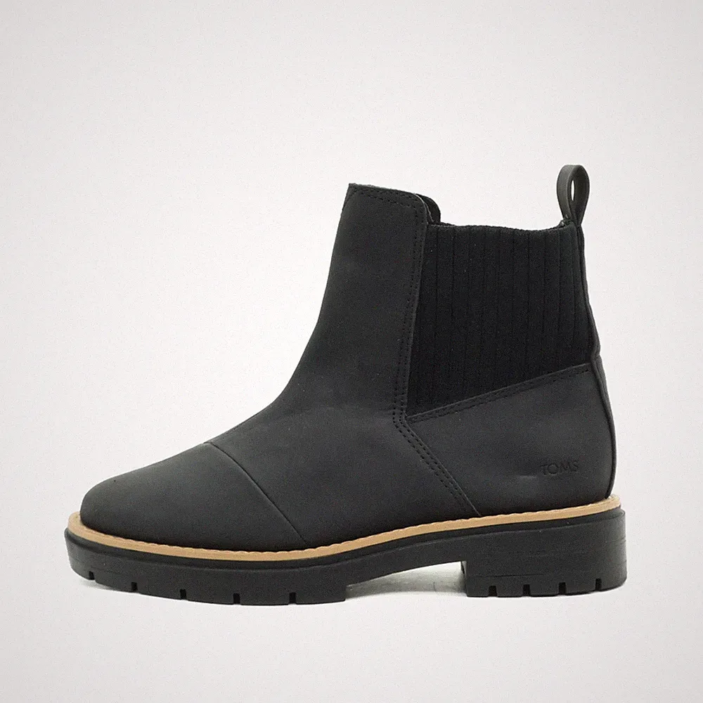 TOMS Damen Chelsea Boot Stiefeletten Schwarz Leder Profilsohle Boots EU 36.5