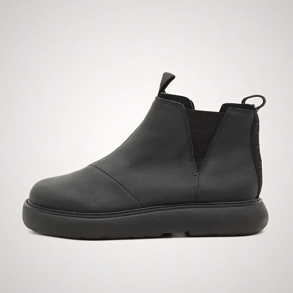 TOMS Damen Chelsea Boot Stiefeletten Schwarz Leder Stretch-Einsatz Boots EU 40