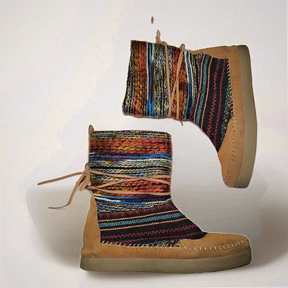 TOMS Damen Nepalstiefel Wildleder Festival Bohemian colour Vintage flach EU 40