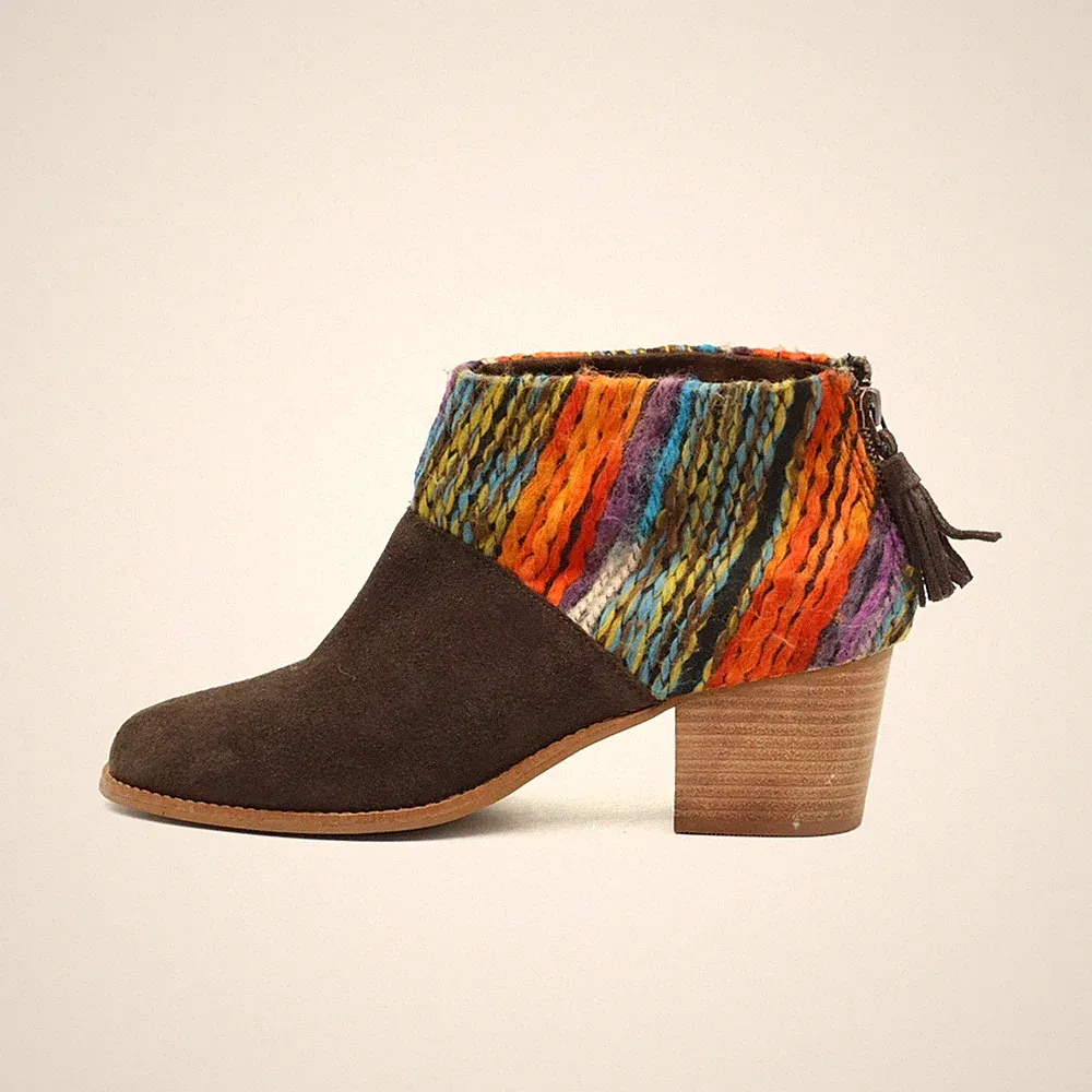 TOMS Damen Retro Strick Stiefelette Stiefel Boho-Look Stiefeletten EU 39