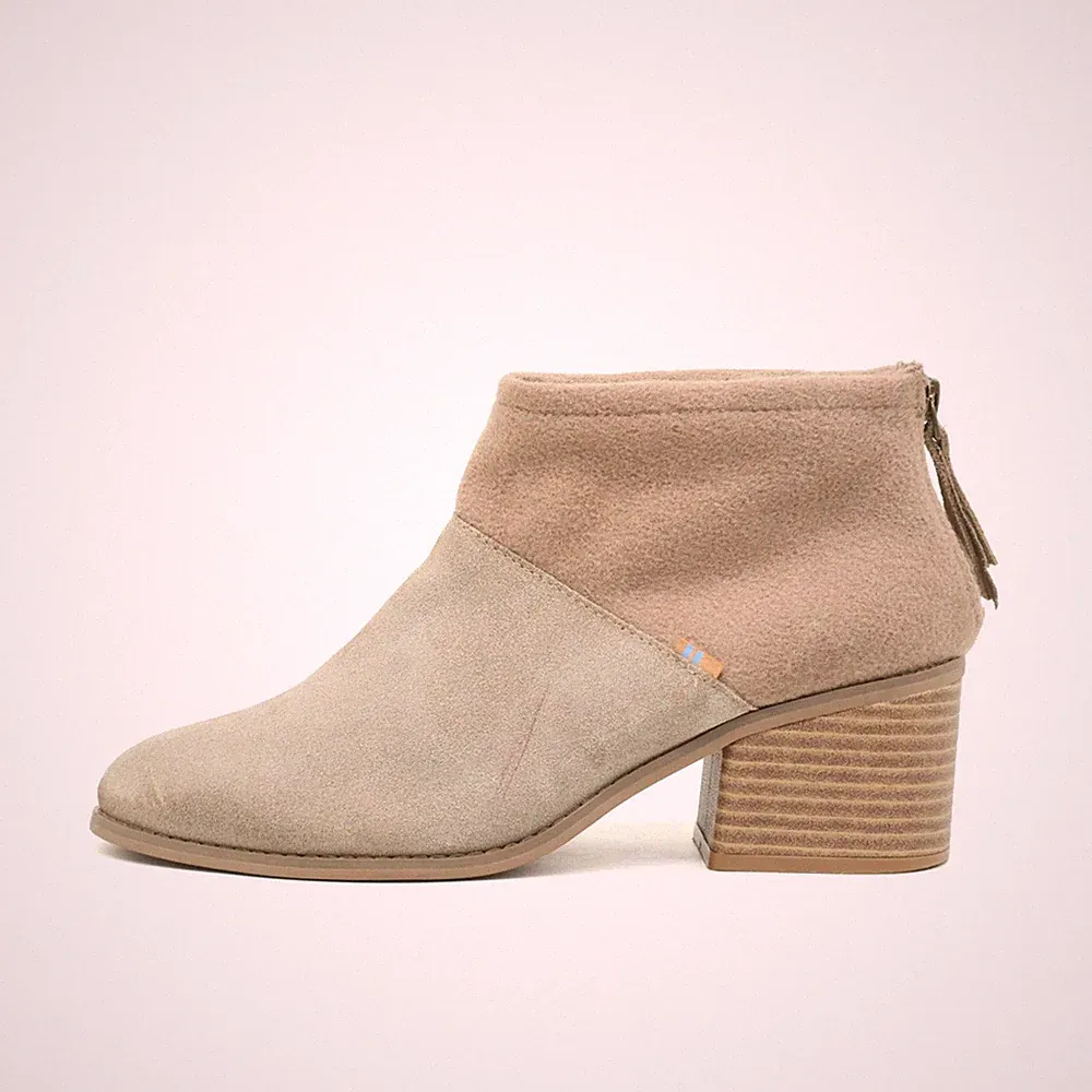 TOMS Damen Stiefeletten Bootie Beige Wildleder Knöchelhoch Komfortabel EU 39