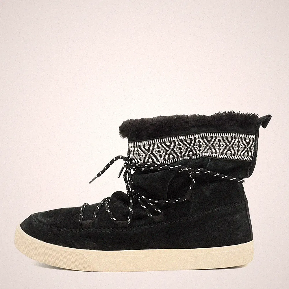 TOMS Damen Stoffstiefel Stiefel Schwarz Wildleder Boots Schnürstiefel EU 42,5