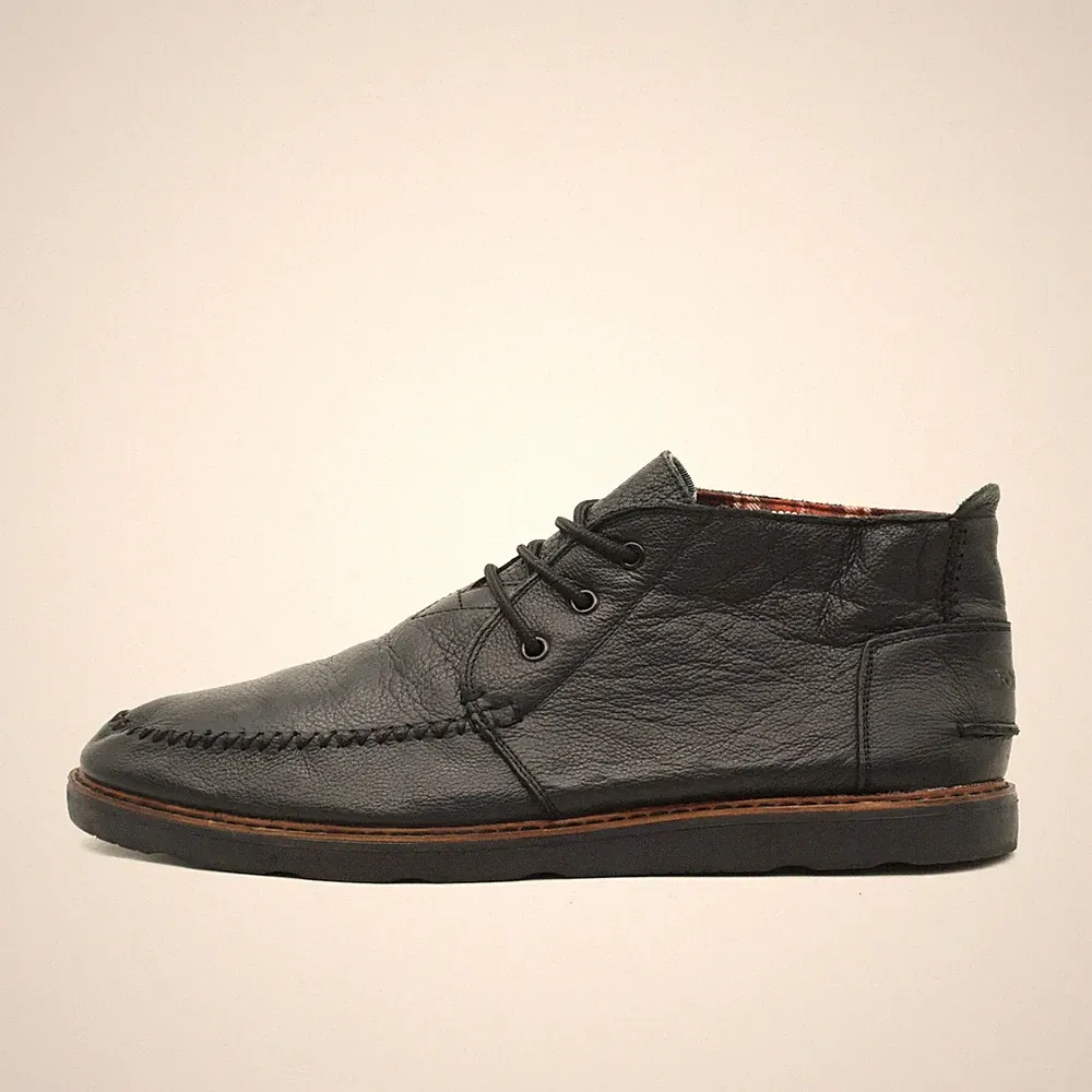 TOMS Herren Mokassin Leder Boot Schnürstiefel Schwarz Knöchelhoch Boots EU 47,5
