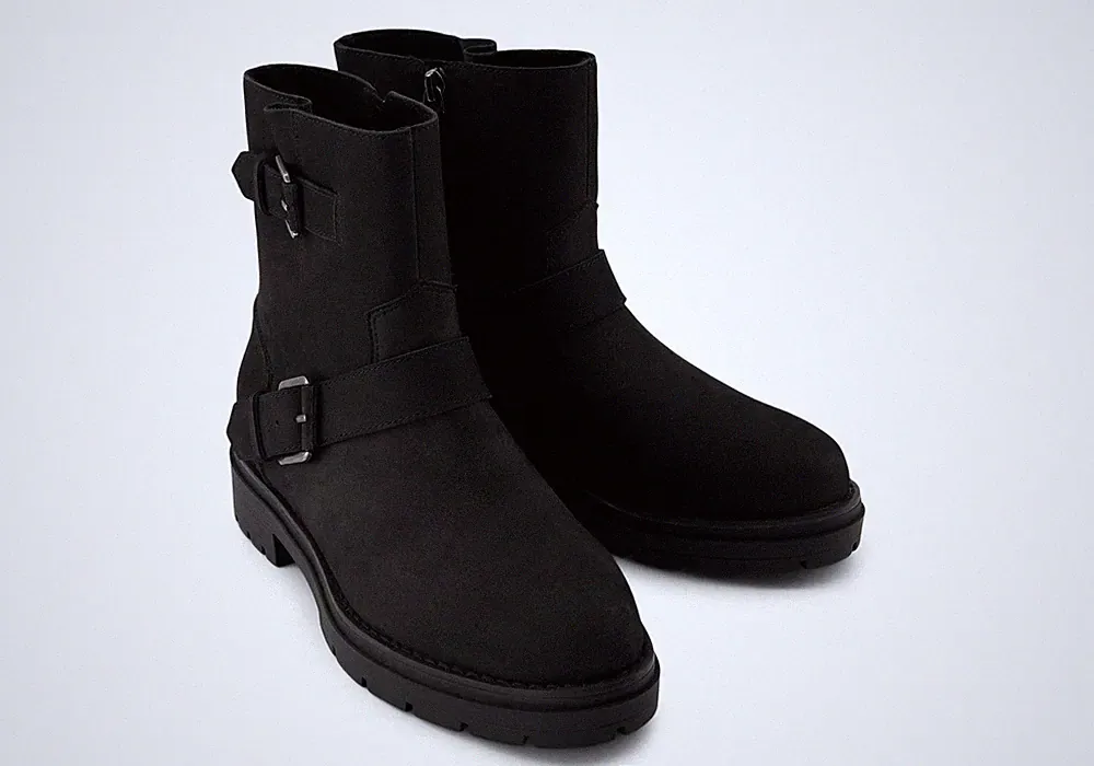 TOMS Ionie Moto Nubuck Damen Schwarze Stiefel