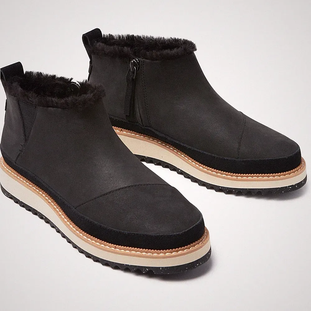 TOMS Marlo Leder Damen Schwarze Stiefel