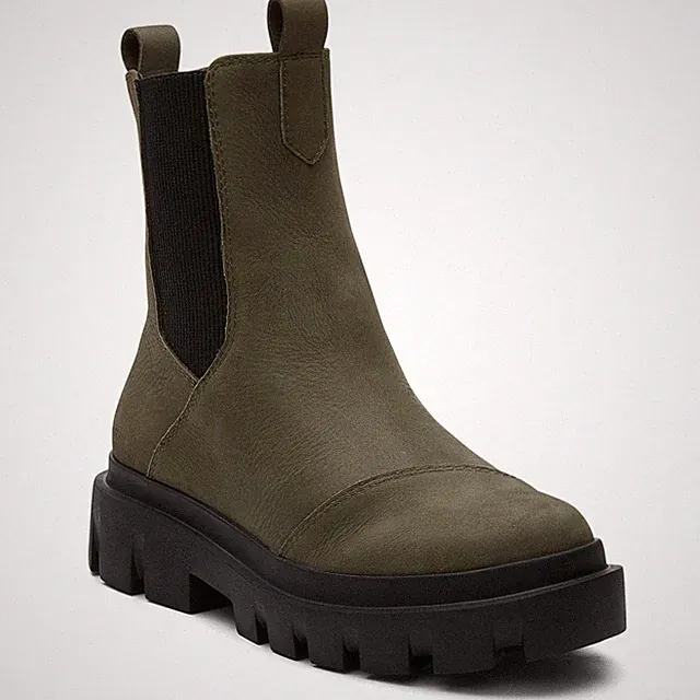 TOMS Rowan Lederstiefel Für Damen In Olivgrün