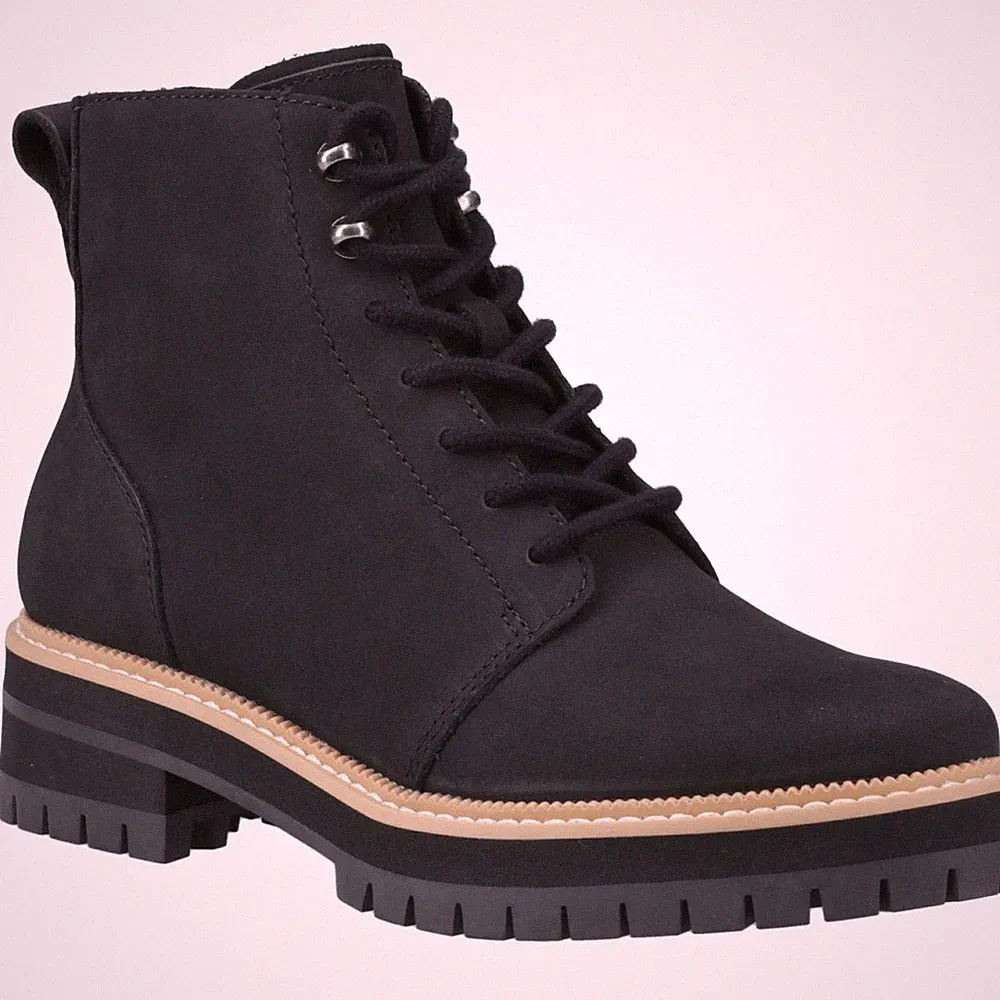 TOMS Wylder Leder Damen Schwarze Stiefel
